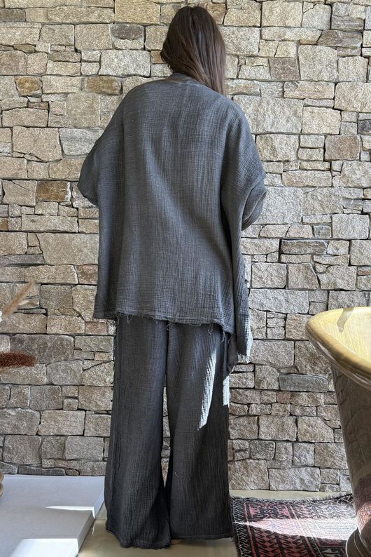 Rustic Nature Bubble Cotton Waterfall Jacket Washed Charcoal
